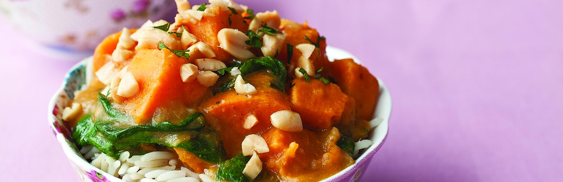 an image of sweet potato and spinach yellow curry